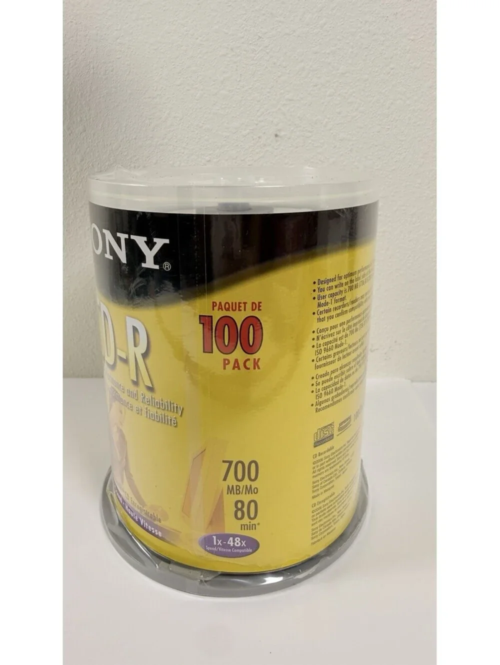 Sony CD R 100 Pack Sealed Blank Recordable Discs 700MB 80 Min High Speed